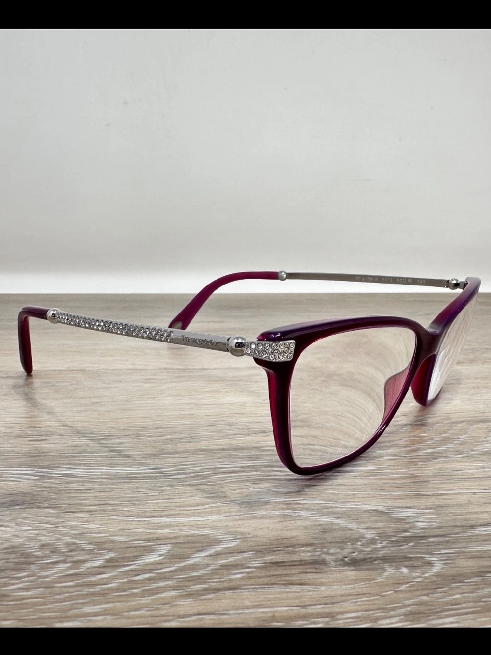 Tiffany & Co Eyeglass Frames Crystal detail 52-16-140 Burgundy Frames Only